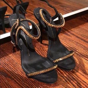 Giuseppe black gold strapie shoes